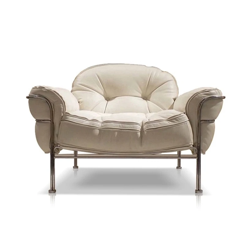 Одноместный диван-стул роскошное современное стальное кресло кожаное для