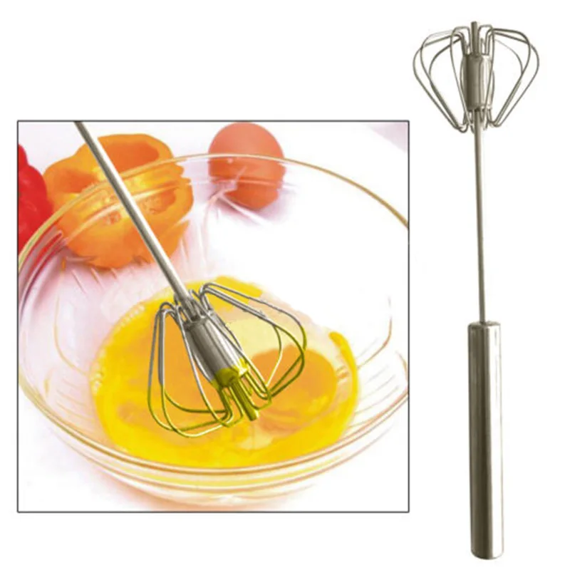 Manual 10 inch Egg Stainless Steel Miracle Push Beater Self 