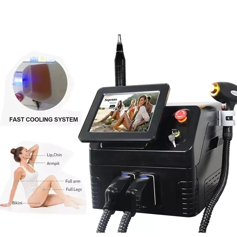 

Newest 808 diode Laser permanent Portable 2 in 1 picosecond laser tattoo removal and hair removal switched machine