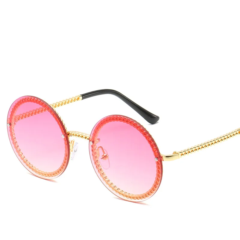 

Round Rimless Women Sunglasses Trimming Gradient Shades Sun Glasses Female Metal Framless Vintage Ladies Eyewear