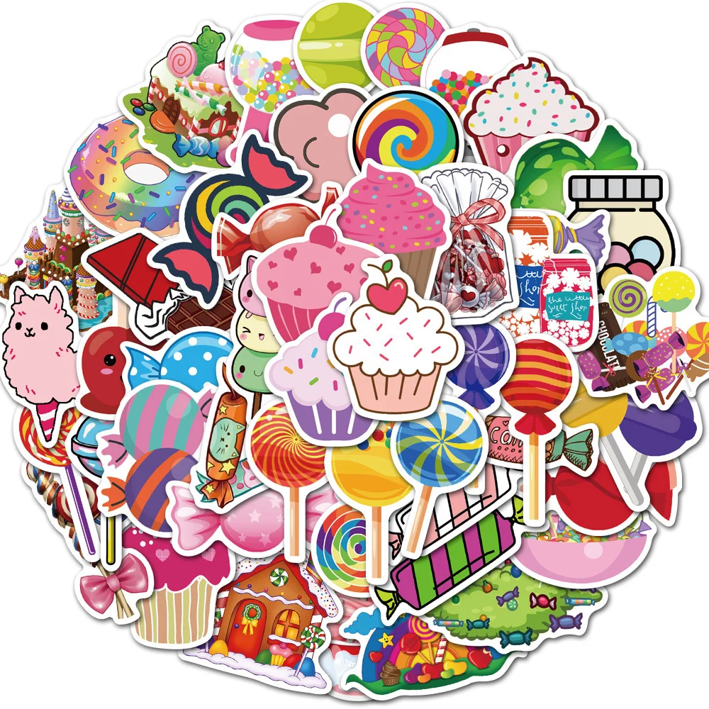

10/30/50PCS Cartoon Candy Lollipop Cute Creative Graffiti Sticker Bike Skateboard Car Helmet Laptop Computer Wholesale