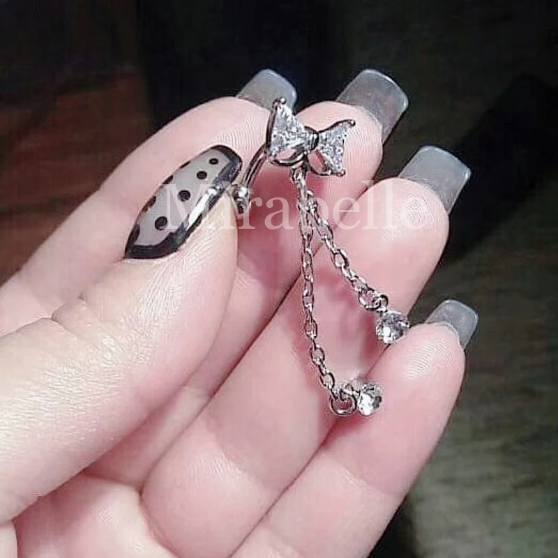 

1PC 14G Bowknot Cubic Zirconia Oreille Belly Button Rings 316L Surgical Steel Belly Piercing for Woman Body Piercing Jewelry