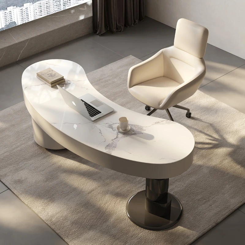 

Italian very simple rock board desk modern simple home study office desk designer high-grade saddle leather computer desk