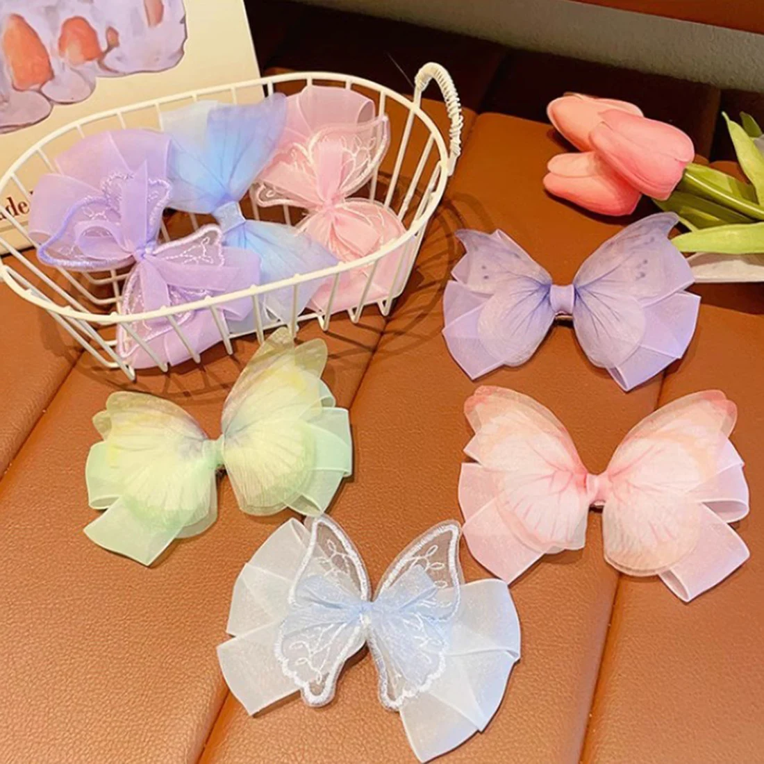 

Children Embroidery Butterfly Hair Clips Fashion 7 Colors Pearl Hairpin Girls Bangs Ponytail Hairgrips Baby Princess Headwear