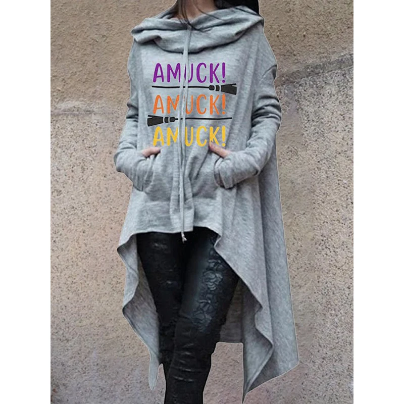 

Rheaclot Хэллоуин Модный принт алфавита женский ретро хлопковый Женский смешной милый свитшот с длинными рукавами