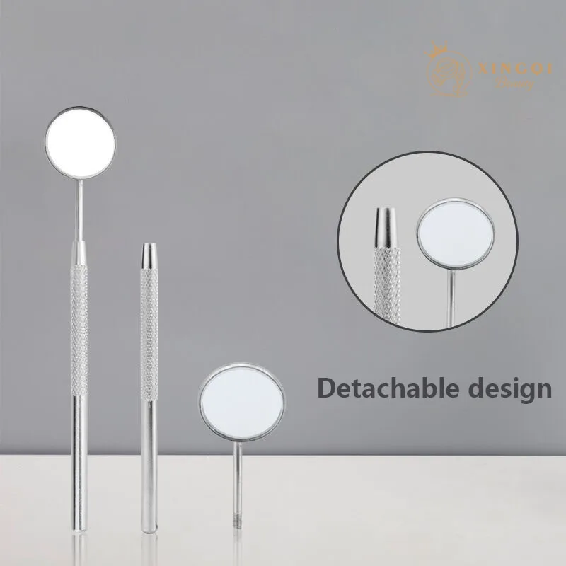 Маленькое карманное ручное круглое серебряное зеркало высокого разрешения из