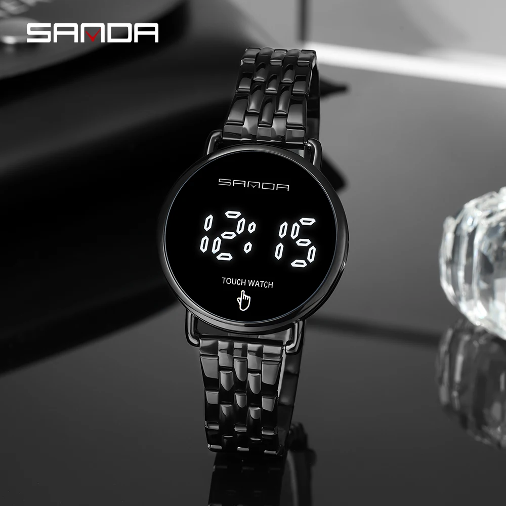 

SANDA 2022 New Relogio Masculino Fashion Watch Men Luxury LED Touch Screen Gold Male Digital Wristwatch for Women Clock