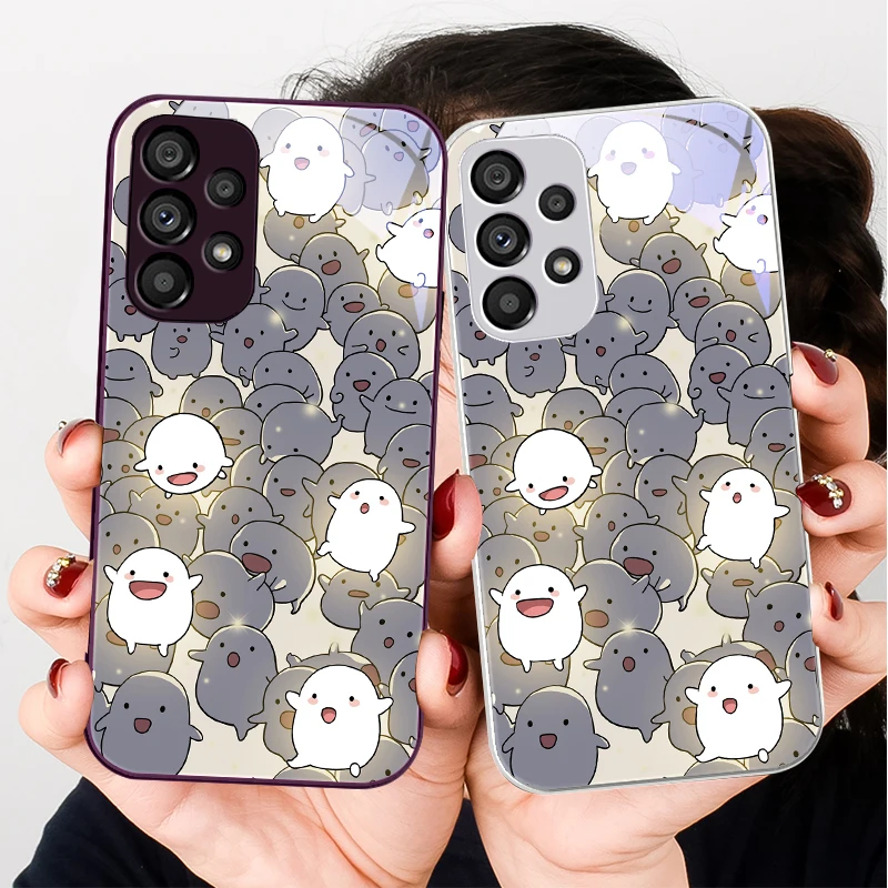 Glowing white animal perso For Samsung Galaxy S24 Plus S20 21 FE S23 Ultra S8 9 A70 72 73 50 51 52 53 Tempered Glass Phone Case
