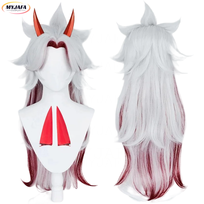 Gioco Di Alta Qualità Genshin Impact Arataki Itto Parrucca Cosplay Resistente Al Calore Capelli Sintetici Parrucche Anime + Corno Rosso Accessori Prop
