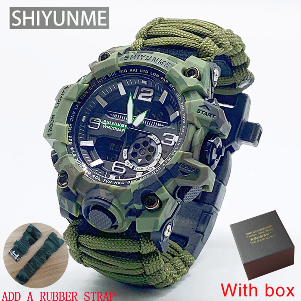 

SHIYUNME Men Military Compass Wristwatch Waterproof Whistel Stopwatch Alarm Clock Outdoor Sport Digital Watch Relogio Masculino