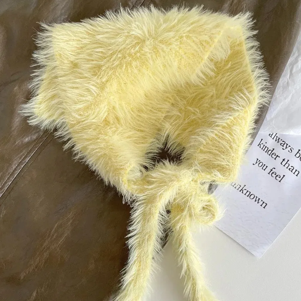 Модный плюшевый шарф для волос во французском стиле сохраняющий тепло вязаная