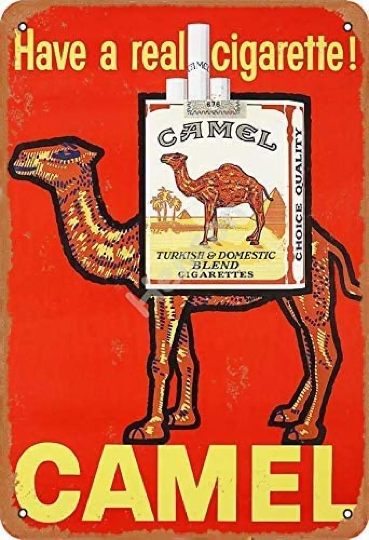 

Have a real cigarette camel Vintage Tin Sign Art Iron Painting Rusty Poster Decoration Aluminum plaque