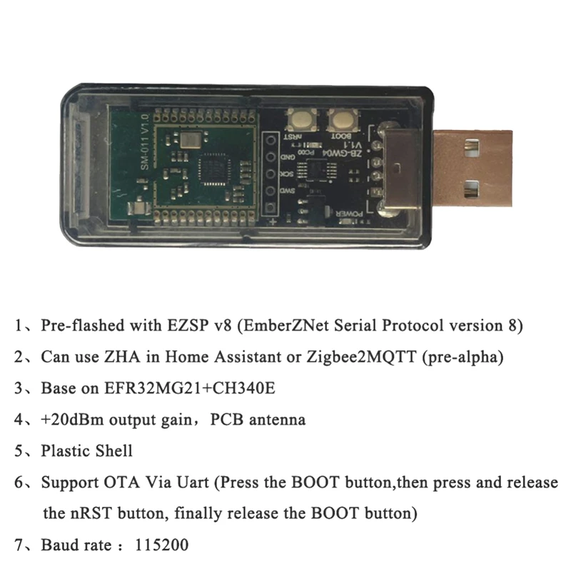 Модуль-шлюз ZigBee 3.0 Silicon Labs Mini EFR32MG21 с открытым исходным кодом, USB-донгл, чип-модуль ZHA NCP Home Assistant-A69M (art.: 3920dad2966ef) - 3920dad2966ef