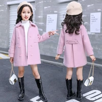 girls woolen coat jacket outwear 2022 solid warm plus thicken spring autumn cotton%c2%a0overcoat high quality tops childrens clothes