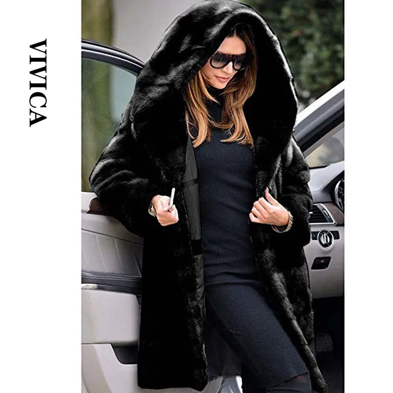 S-10XL imitation leather coat grass 2022 winter new European and American mid-length solid color loose hooded warm plush jacket