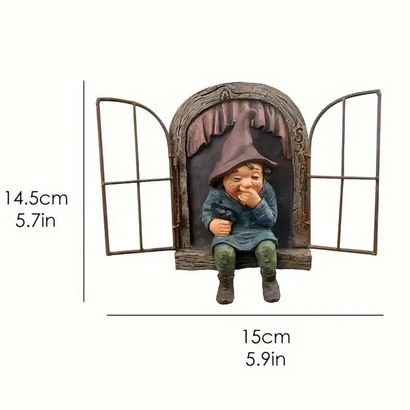 ЭРМАКОВА Смола Эльф на дверь Дерево Обіггер Сад Гном Статуя Печер Скульптура