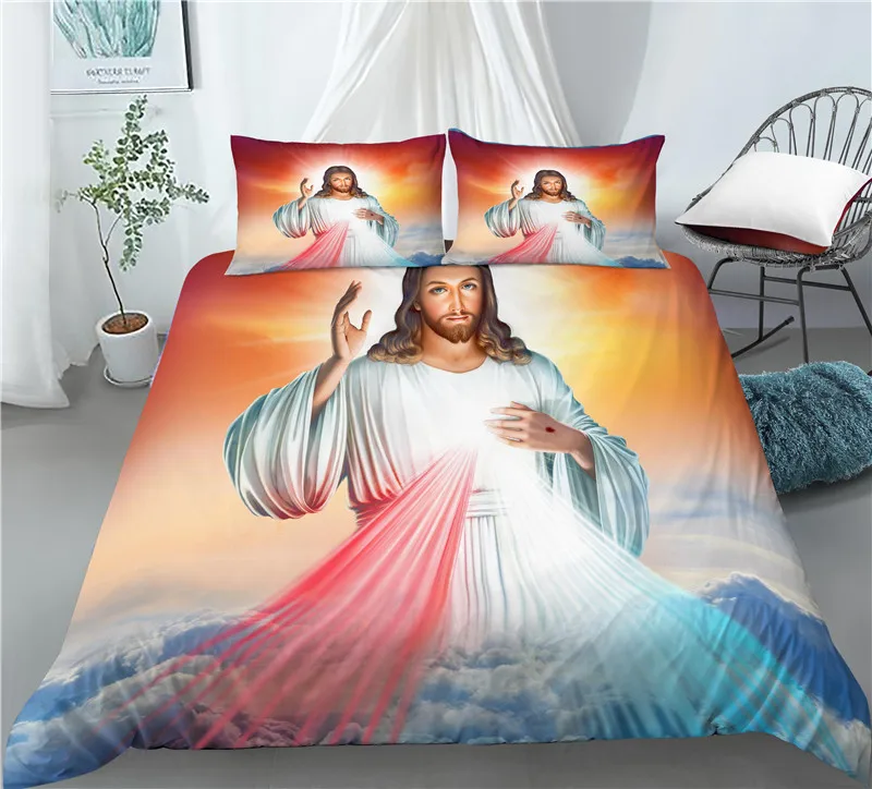 

2/3 шт., комплект постельного белья с 3D-принтом Иисуса Бога