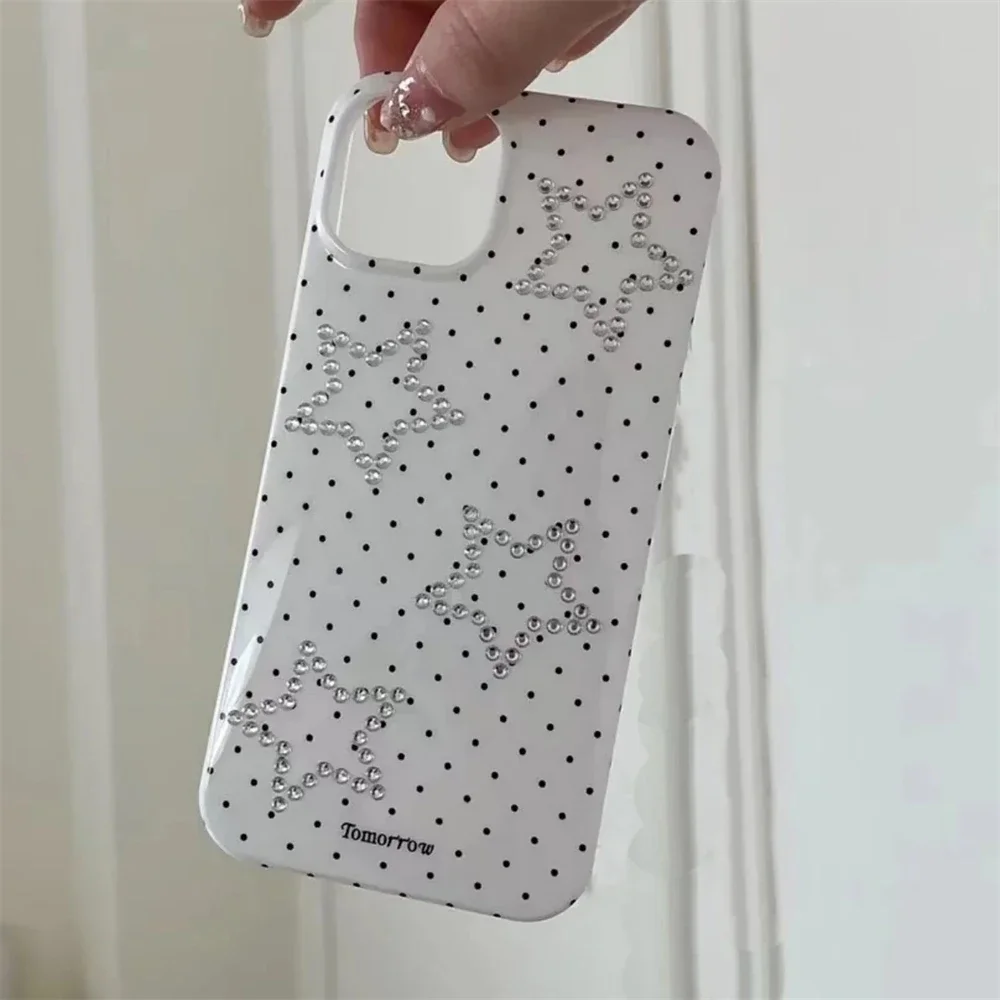 Корейский чехол для телефона Y2K Chic с блестящими стразами и звездами iPhone 16 15 14 13 Pro