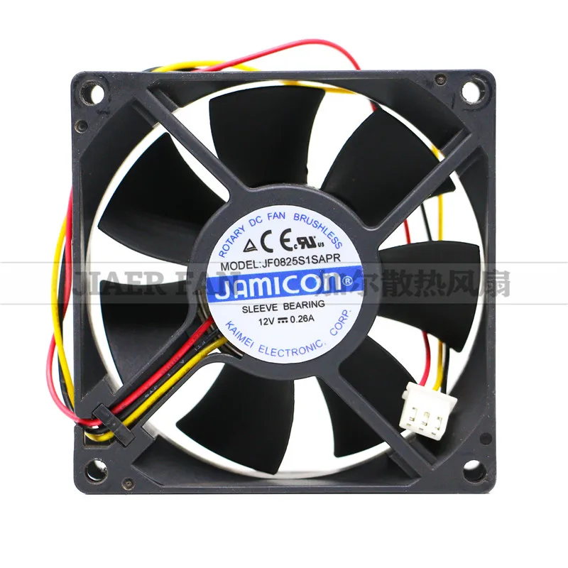 

JAMICON JF0825S1SAPR DC 12V 0.26A 80x80x25mm 3-Wire Server Cooling Fan