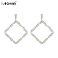 luoteemi korean fashion square hollowed drop earrings for women squid game square clear cz fashion jewelry aretes christmas gift