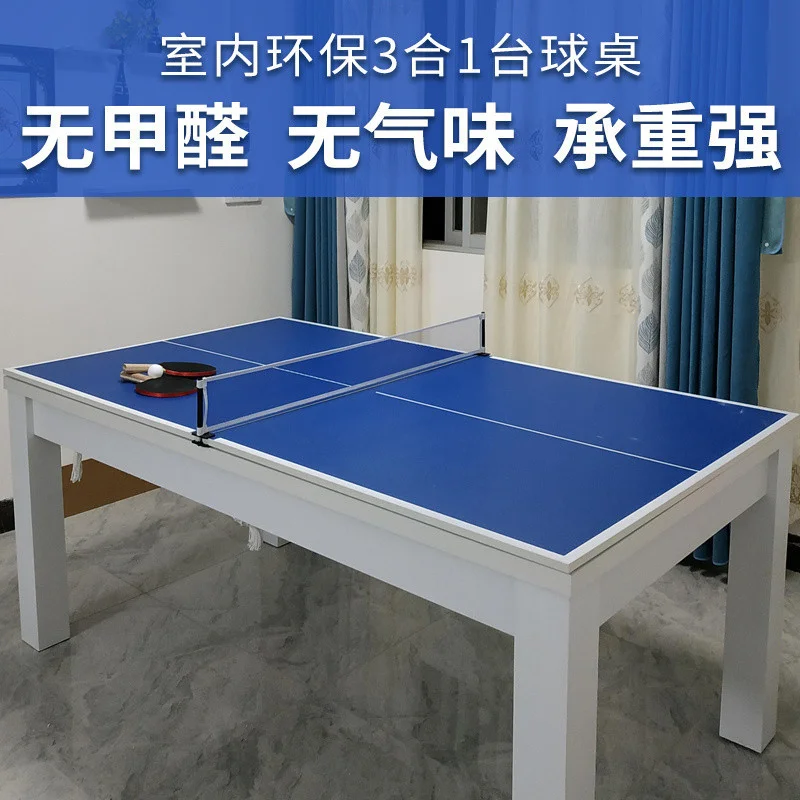 Фото Обеденный стол для бассейна 3 в 1, бильярдный стол со столешницей, стол для пинг-понга с двумя скамейками для оптовой продажи №3