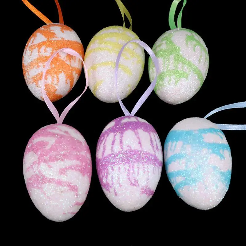 

6pcs Creative Easter Foam Egg Easter Decoration Hanging Ornaments Foam Easter Egg Kids Toy Gifts Home Decor Party Supplies