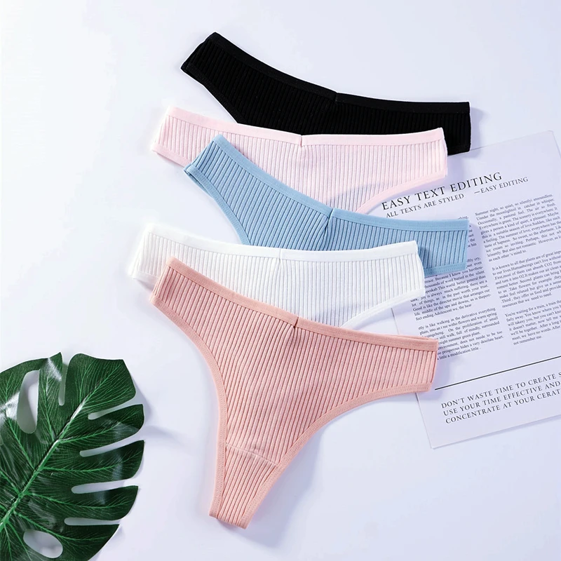 

Hot Sale Women's Panties 3PCS/Set Striped Cotton Underwear Comfort Lingerie Sexy Female Thongs G-Strings Sport T-Back Tanga