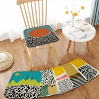 mid century modern abstract color blocks line european seat pad household cushion soft plush mat winter office bar seat mat