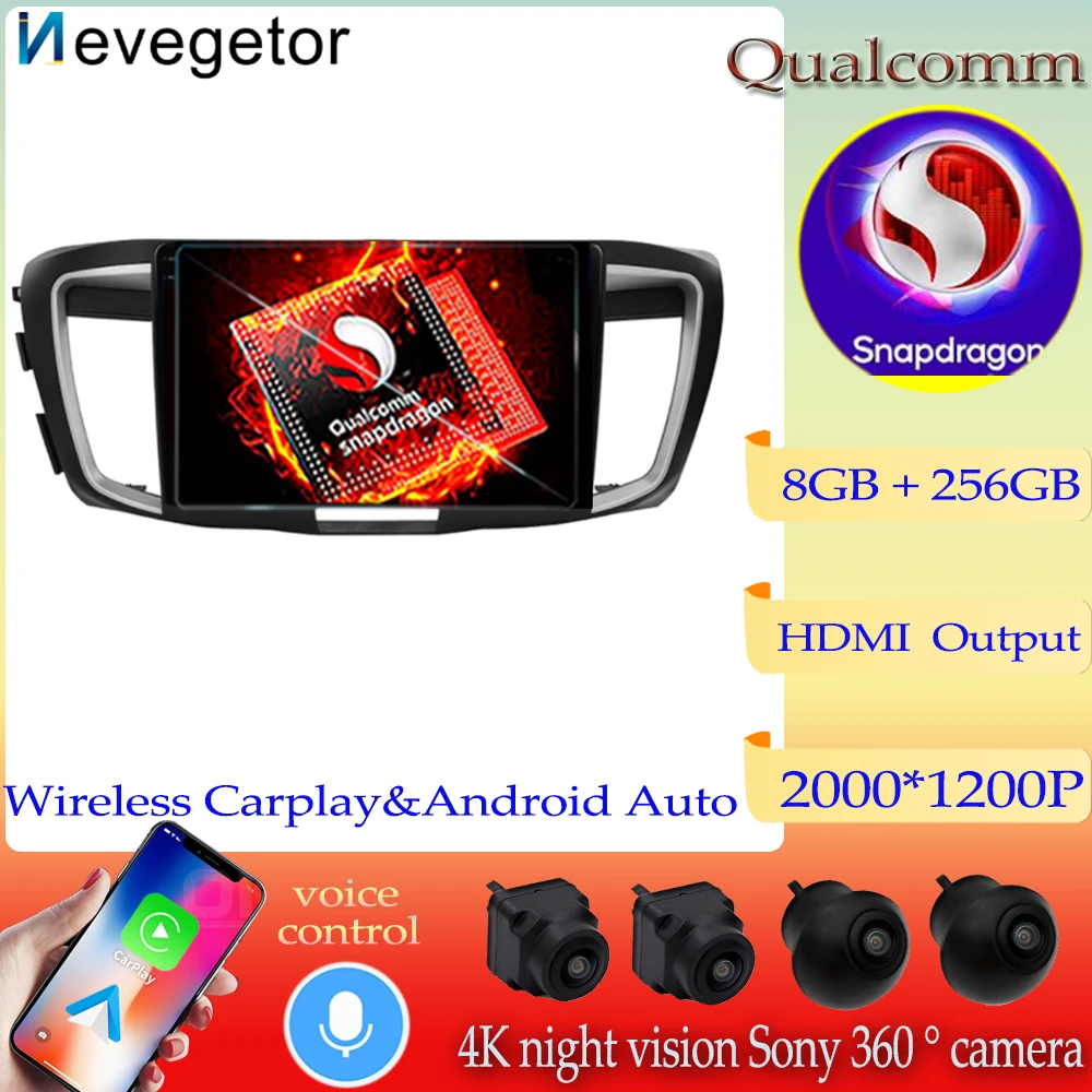 

Автомобильный мультимедийный плеер Qualcomm Snapdragon CarPlay Android для Honda Accord 9 2.4L 2.0L 2012 - 2018 GPS no 2din 2 din dvd