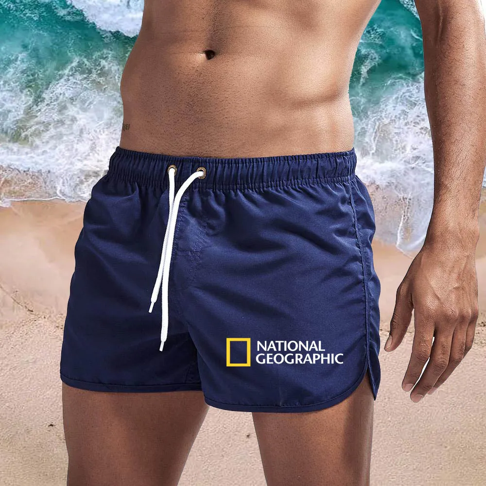 

Men's Summer Letter Print Swim Beach Shorts Pants Quick Dry Brand Beachwear Swimwear Trunks Man Swimsuit Breathable Surfing
