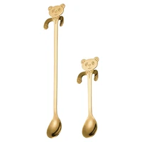 hanging coffee spoon 304 stainless steel spoon customized cute cartoon bear dessert spoon