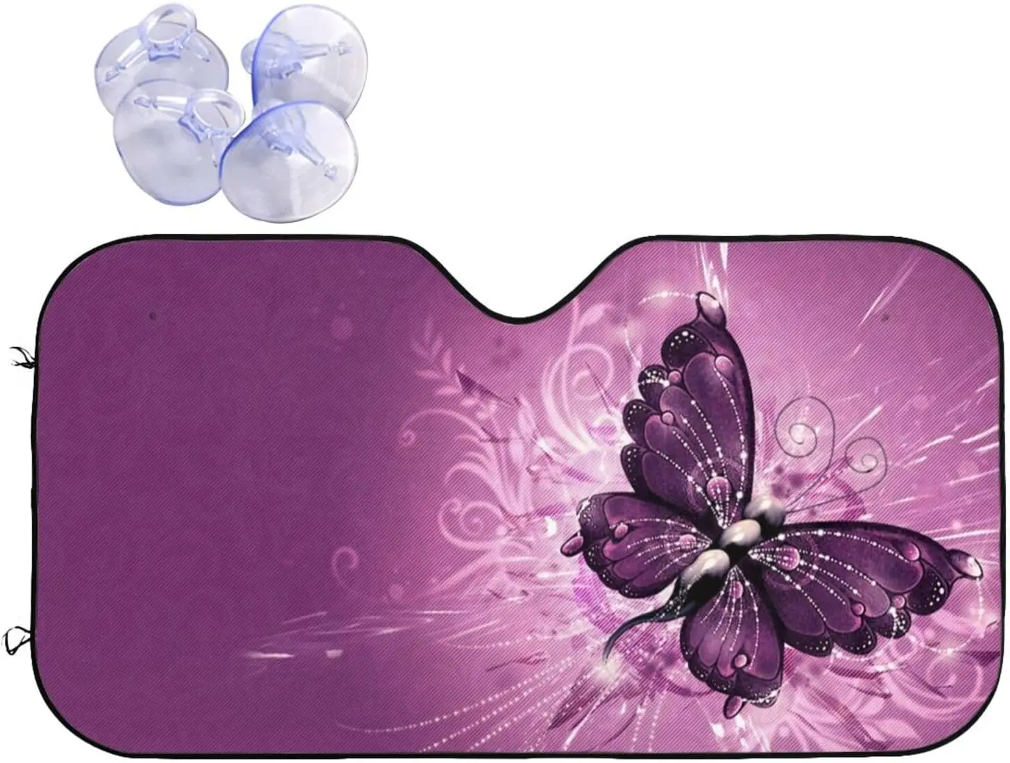 

Windshield Sun Shade for Car Window Front Windshield Funny Foldable Windshield Shade for Women Butterfly Purple Windshields