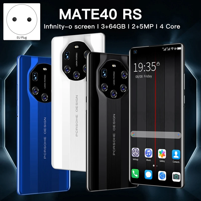 Mate40RS Smartphone 7.3 Inch MTK6737 3GB+64GB Memory 4G Three Cards Standby Android 6.0 EU Plug |