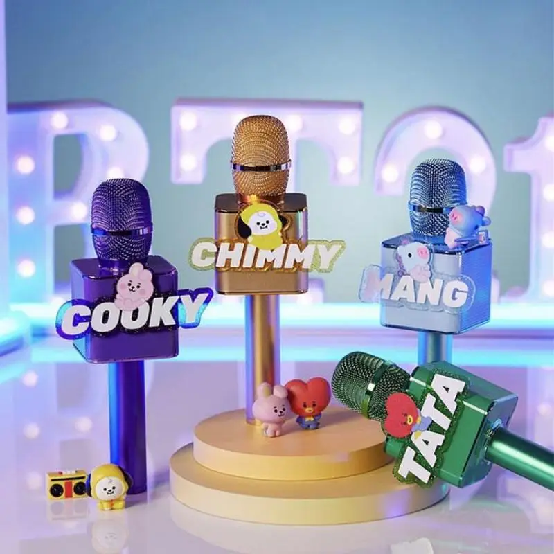 

Kawaii BT21 Anime Hobby Tata Rj Chimmy Cooky Shooky Mang Koya Cute Home Wireless Bluetooth Microphone Audio Handheld Microphone