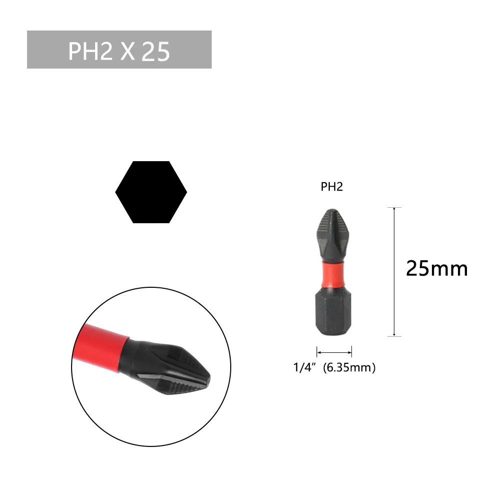 

1pcs 50-90mm Anti-slip Batch Head Strong Magnetic Cross Hand Drill Tools Accesories PH2 Cross Screwdriver Hex Shank Red