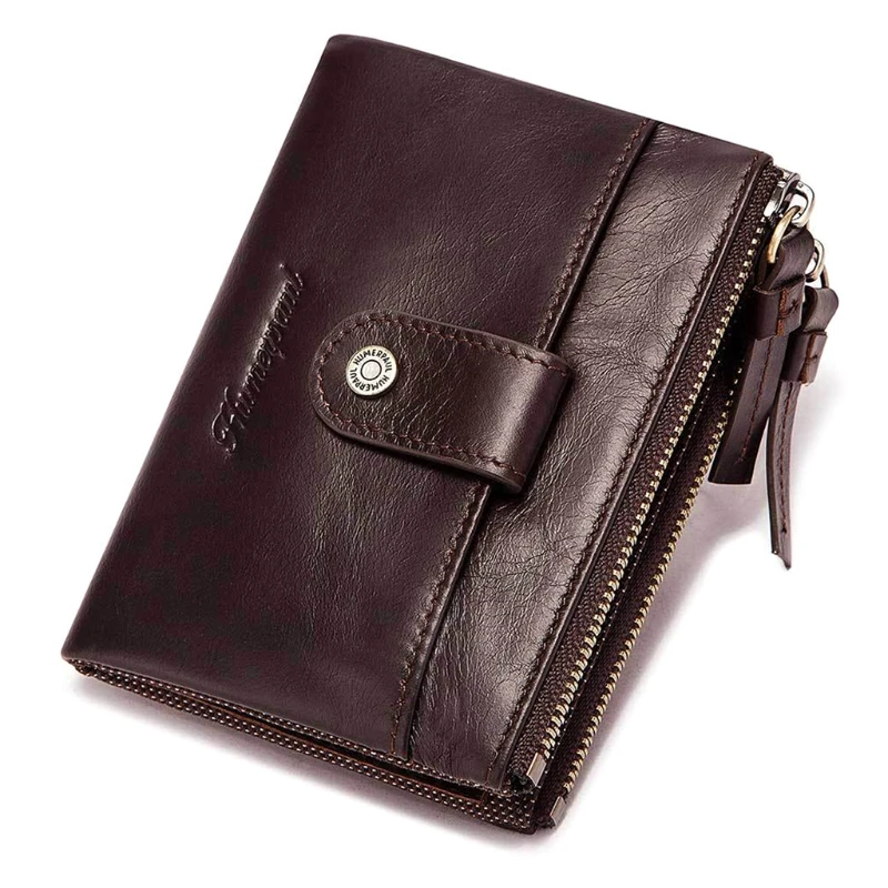 

Men's Wallets PU Leather Business Credit Card Holder RFID Anti Theft Male Snap Zipper Purse