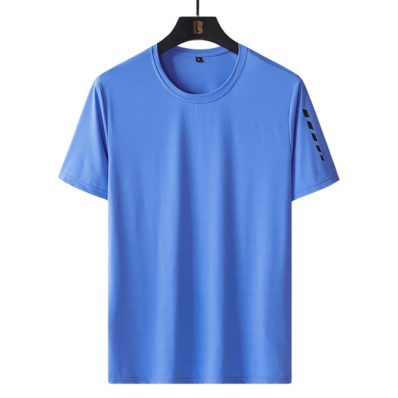 

New Men's Short-sleeved Ice Silk Quick-drying T-shirt Sleeves Sports Safety Reflective Printing Versatile Men's Clothing L-5XL