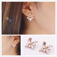 milan girl cubic zirconia earrings ladies popular leaf wedding birthday jewelry gifts french micro inlaid small ear bones
