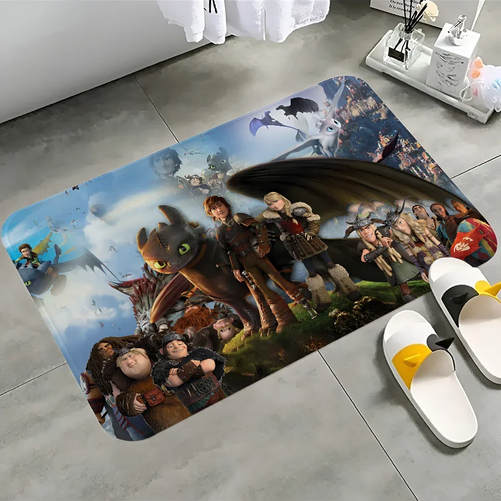 H-How To Train Your D-Dragon Аниме Коврик Современный Стиль Взрослые Противоскользящие