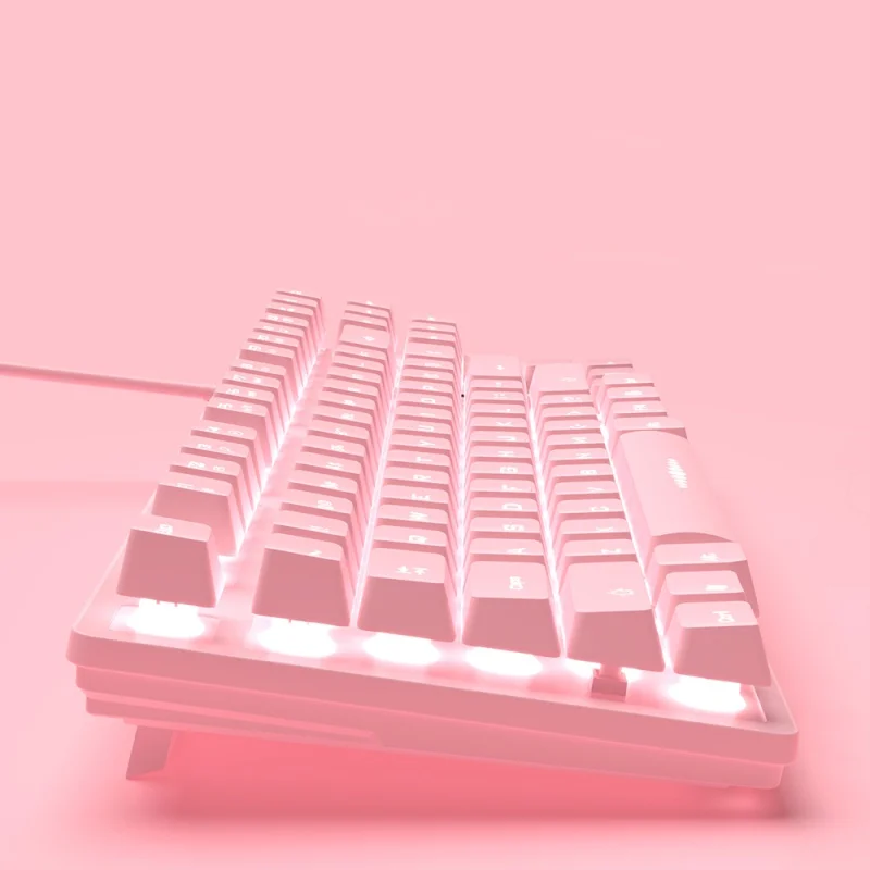 

keyboard and Mouse set Wired Desktop Computer Game Gaming 87-key Girl Cute Pink Mute Office Notebook Keyboard