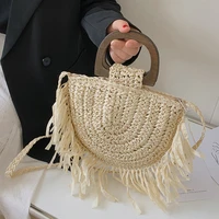 pastoral style semi circular messenger bag 2022 new handbag ins straw bag woven bag summer womens bag crossbody bags for women