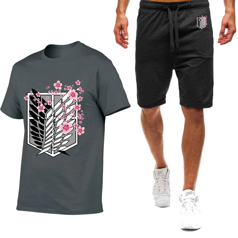 Мужской летний спортивный костюм атака на Титанов повседневная спортивная