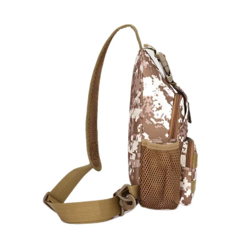 Outdoor Tactical Camouflage Chest Bag Multi-functional Charging Bag Men's Waterproof Wear-resistant Shoulder Bag HOOk&LOOP Flag