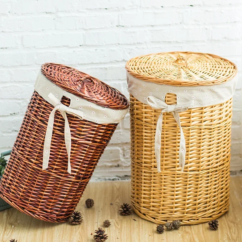 Корзина для хранения одежды большая емкость из ротанга пинцет и игрушек дома с