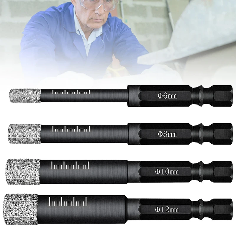 

1Pcs Marble Drill Bit 6-12mm Diamond Coated Hole Saw Core Drill Bit for Tile Glass Slate Marble LB88