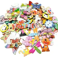 hl 30pcspackage wholesale mix styles random send cartoon flatback wooden buttons diy scrapbooking sewing crafts