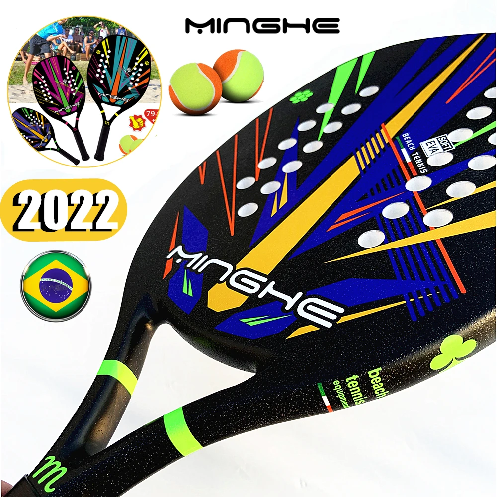 MINGHE 2022 Newest Carbon Fiber Beach Tennis Racket with Beach Tennis Bag