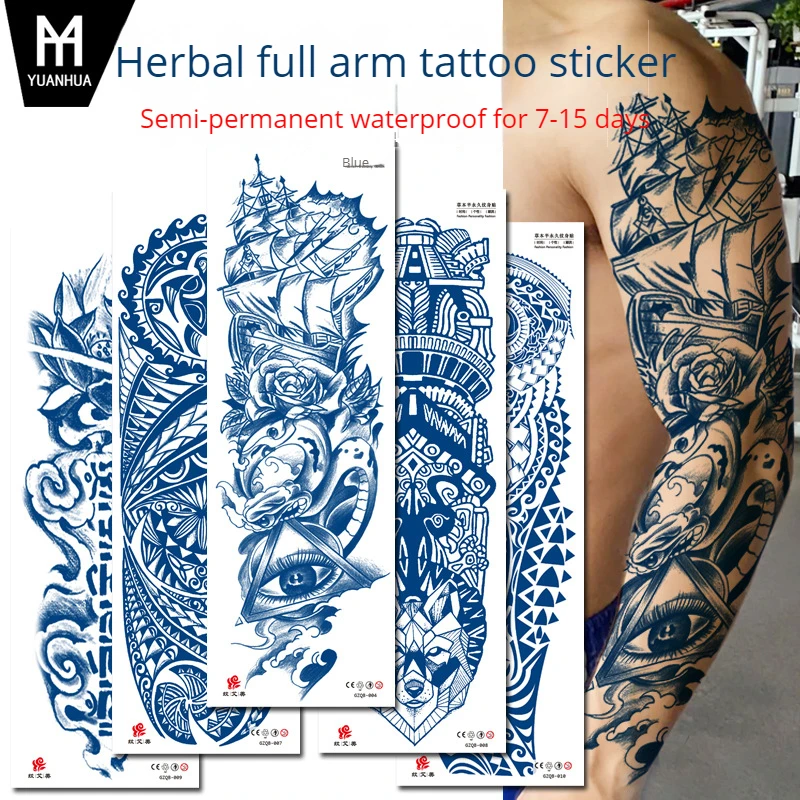 

Juice Full Arm Tattoo Sticker Lasts 7-15 Days Herbal Plant Semi Permanent Temporary Tattoos Sticker Size:465 * 155mm