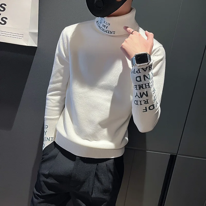 2022 Brand Autumn and Winter New Men Turtleneck Pullover Sweater Fashion Thick and Warm Bottoming Knit Shirt Male Clothes S-3XL