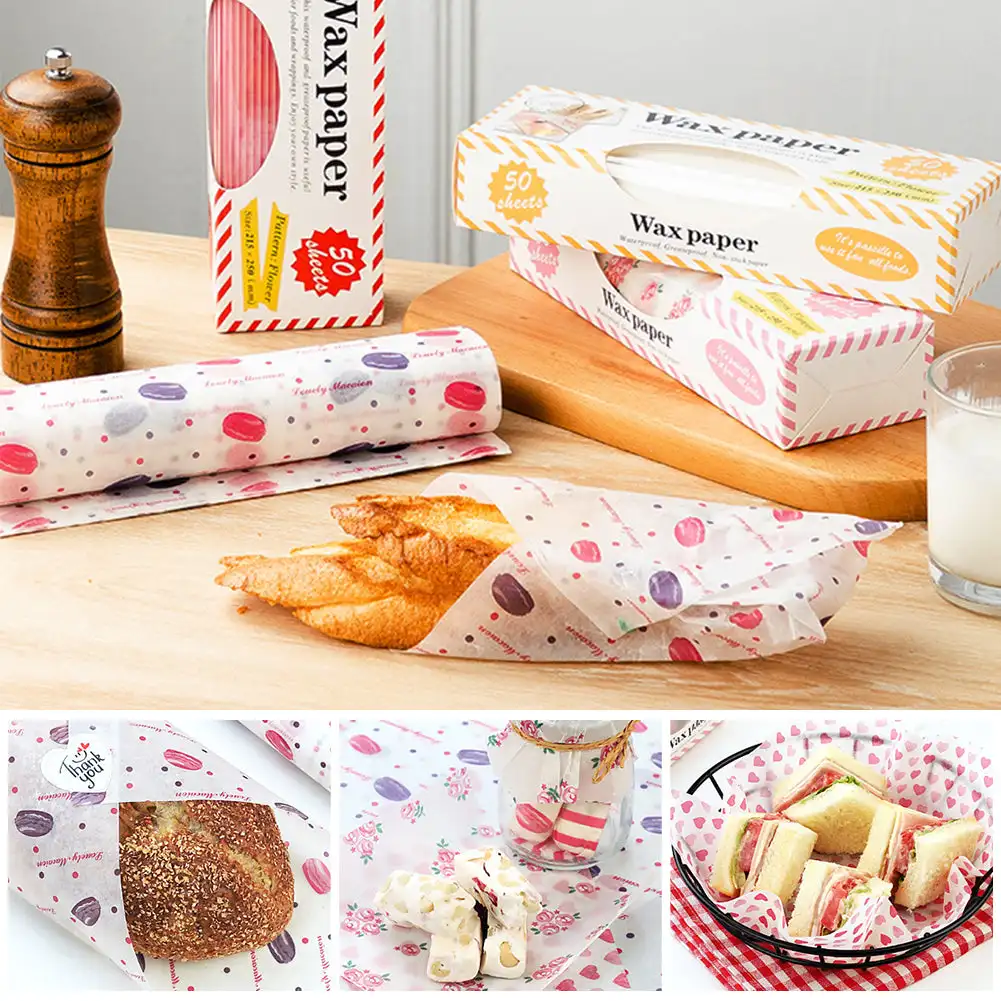 

10/50Pcs Wax Paper Food Grade Grease Paper Food Wrappers Wrapping Paper For Bread Candy Cake Burger Fries Oilpaper Baking Tools
